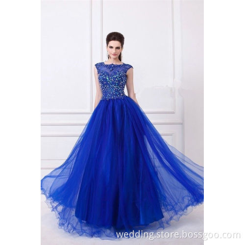 A-line Tulle Beading Prom Dresses Evening Dresses